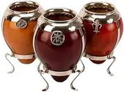 [Generic] Argentine Mate Gourd with Nickel Silver Ferrule and Long Legs with Pendant