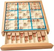 HAWILLOSCH 1Set Wooden Numbers Puzzle Educational Game for Boys Checkerboard with Storage Develops Reasoning Skills Intelligence Random Color