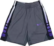 [Nike] Big Boys Dri-Fit Side Stripe Drawstring Mesh Basketball Pants (Dark Grey/Grape, S/8-10)