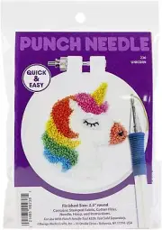 Design Works Punch Needle Kit 3.5" Round-Unicorn (Pack of 3)