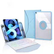Bluetooth Keyboard Leather Case For Ipad 10.2 Touchpad Backlight Pen Slot 2021 / 2020 / 2019 Sky Blue Keyboards