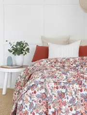Kantha Quilt Indian Quilt Block Print Quilt Bedspread Bohemian Boho Cotton Throw Quilt Handmade Blanket Doona King Size 031