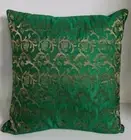 Green and Gold Vine pattern Sari Cushion (pillow inserts included)