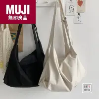 在飛比找Yahoo!奇摩拍賣優惠-MUJI無印良品日系簡約托特旅行瑜伽袋男女百搭文藝單肩斜挎帆