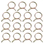 15Pcs Double Wire Spring Hose Clamps, 14mm Tube Clips, Color Zinc