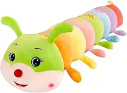 Multicolor Caterpillar Stuffed Animal Big Hugging Pillow Cute Plush Soft Pillow Doll ,Giant Plush Toy,Gifts for Girl Boy Babies Birthday (43.3inch/110cm)