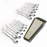 22 -Piece Flex-Head Ratcheting Wrench Set, Both SAE and Metric Chrome Vanadiu...