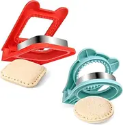 Vodolo Sandwich Maker,2PCS Sandwich Cutters for Kids Lunch,Crustless Breakfast Sandwich Cutter and Sealer Set Great for Children Boys Girls Lunchbox and Bento Box,Circle Square