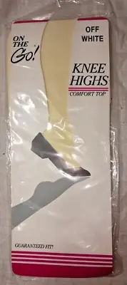 On the Go Comfort Top Knee Highs OFF WHITE Size 8.5-11 SM04 USA Hosiery 100% Nyl