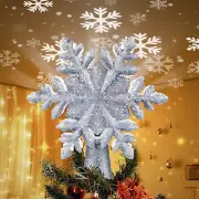 Christmas Tree Topper Lighted with Built-In Led Rotating Snowflake Projector Lig