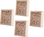 JOINPAYA Improve Motor Skills 4pcs Wooden Maze Toy for Boys Girls Interactive Puzzling Game Toys Handheld Maze Beads