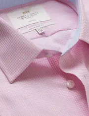 Hawes & Curtis Non-Iron Pink & White Small Check Extra Slim Fit Shirt | Contrast Detail Size: 15" collar, 35" sleeve
