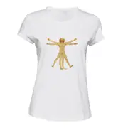 The Vitruvian Man Leonardo Da Vinci Female Ladies Women White T-Shirt Tee Tops
