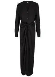Totême Knotted Satin Maxi Dress - Black - 40 (UK12 / M) 40 (UK12 / M)
