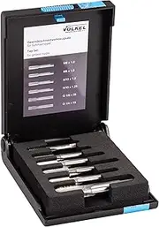 VÖLKEL Tap and Die Tool Set for Grease Nipples, 6-Piece Set in Plastic Box, Professional Tap for Grease Nipple Thread, Metric ISO Thread and Pipe Thread G (BSP)