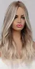 Ombre Brown Light Blonde Platinum Long Wavy Middle Part Hair Wig Cosplay China