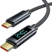 [toocki] 240 W USB C to USB C Cable, 1 m PD3.1 Fast Charging Cable QC4.0 with LED Display for iPhone 16/15 Pro Max, Samsung Galaxy S24/S23/S22/S21, Pad Pro, MacBook Air, Tablets, Huawei, Pixel