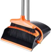 Broom and Dustpan Set for Home, Long Handle Dust Pan and Broom Combo for Indoor