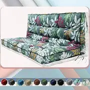 2-3 Seat Swing Replacement Cushion, Outdoor Bench Cushions with Backrest Thicken 4", Patio Furniture Garden Porch Loveseat Glider Pad Anti-Fading Waterproof (Green Flower, 40x55in)
