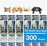Leo MegaClean 10-Inch Wide Lint Roller Refills 6 Rolls 300 Ultra-Wide Sheets for Lint Removers Household Cleaning Easily Remove Pet Hair Dust and Debris from Floors Carpets and Furniture