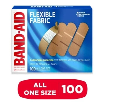 Band-Aid Brand Flexible Fabric Adhesive Bandages, One Size, 100 Count