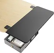 PEGZONE Desk Extender Tray, 28" x 14.4" Clamp On Desk Shelf, Desk Extension with Storage Drawer, Table Desk Arm Rest, Clamp On Keyboard Tray for Office and Home, Workstation Organizer, Large, Black