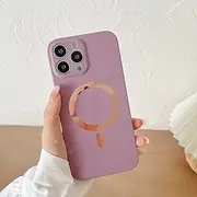 UEEBAI Liquid Silicone Wireless Charging Phone Case for iPhone 11 6.1 inch, Magnetic Built-in Compatible with MagSafing Faster Charging Slim Fit Soft Glitter Microfiber Cover - Purple