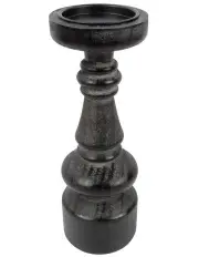 [Willow & Silk] Medium Pillar Candleholder in Black