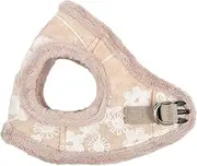 [Pinkaholic New York] Celandine Vest Dog Harness Step-in Warm Winter Flower Pattern for Small Dog, Beige, Small