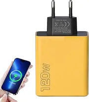 Multiport USB Charging Adapter, Multiport Phone Adapter 120W USB Wall Charger, Compact Type-C International Wall Plug Fast Charging Charger Block for Tablets