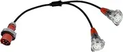 Adapter Splitter Extension Lead CEEform 32A 5 Pin Plug to 2 x 3 Pin 32A Single Phase Socket, Heavy Duty