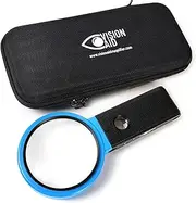 Vision Aid 30x Hands-Free Magnifier with Ultra Bright LED and Case - Loupe Magnifying Glass Stand for Reading Jewelry Coins Watch Hobby Crafts Close Work