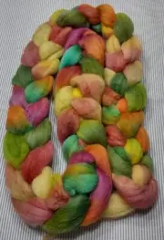 USA Hand Dyed Painted Med Wool Combed Top Roving Spinning Felting Cider House