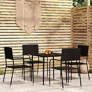 Generic 5 Piece Garden Dining Set Black,3099590