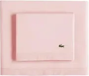 Lacoste 100% Cotton Percale Solid Sheet Set, Breathable, Cooling & Hotel Quality Sheets - Deep Pocket, Easy-Fit, Oeko-Tex Certified, Iced Pink, Twin