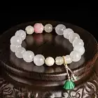 Real Grade A Natural White Imperial Jade Women Lucky Lotus Beads Bracelet