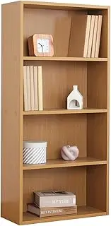 Fujiboeki 81396 Bookshelf, Comic Storage Rack, 4 Tiers, Width 16.5 x Depth 7.3 x Height 35.0 inches (41.8 x 18.5 x 89 cm), Natural Beach, CD & DVD Storage, Fixed Shelf, Assembly Product