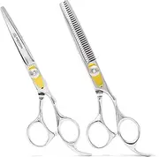 Equinox Professional Razor Edge Series - Barber Hair Cutting and Thinning/Texturizing Scissors/Shears Set - 6.5