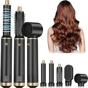 5 in 1 Blow Dryer Brush Set, Upgrade Hair Dryer Brush Air Curler Set, Detachable Hot Air Brush Curling Brush Iron, Negative Ion Styler, Hair Styling Tools for Drying Curling Straightening (Black Gold)