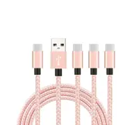 Catzon 1M 2M 3M 4Packs USB Type C Cable Nylon Braided Phone Cable Fast Charger Cable USB Cord -Pink White