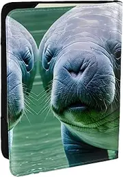 [GaxfjRu] walruse Animals Calf Print Leather Passport Holder Covers Case, Waterproof Travel Wallet Passport Holder for Women Men, Black, One Size