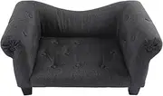 Charlie's Paws Purrs Upholstered Modern Luxurious Pet Bed Couch Sofa Chair Lounge Snuggly Cushioned Chew Proof Charcoal - 72×41×33cm