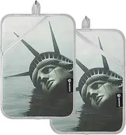 AIXIWAWA Broken Statue of Liberty Pot Holders 2 Pack, Insulated Heat Resistant Hot Pads Oven Mitts with Pocket for Kitchen Cooking Baking 7x9.8 inches