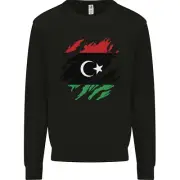 Torn Libya Flag Libyan Day Football Kids Sweatshirt Jumper
