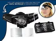 LED Magnifying Headband Interchangeable Lenses 1.0x-6.0x Up-Close Work Jewelry