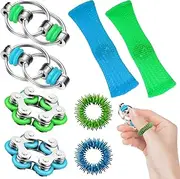 VEQENIFY 8-Piece Anti-Stress Toy Set, Chain Decompression Toy, Woven Mesh Tube with Marbles, Acupressure Ring, Chain Fidget Toy for All Ages