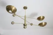 Mid Century Modern Raw Brass 3 Lighting Pendant Sputnik Vintage Chandelier Light