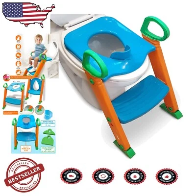 Adjustable Potty Training Seat with Step Stool & Splash Guard - Baby Blue