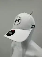 Under Armour Hat Mens M / L Golf ISO-Chill Flex Mesh Fitted White UA Logo Cap