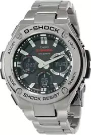 Casio Men'S G-Shock G-Steel Band Digital Solar Power Watch, Black Face, Steel Ba